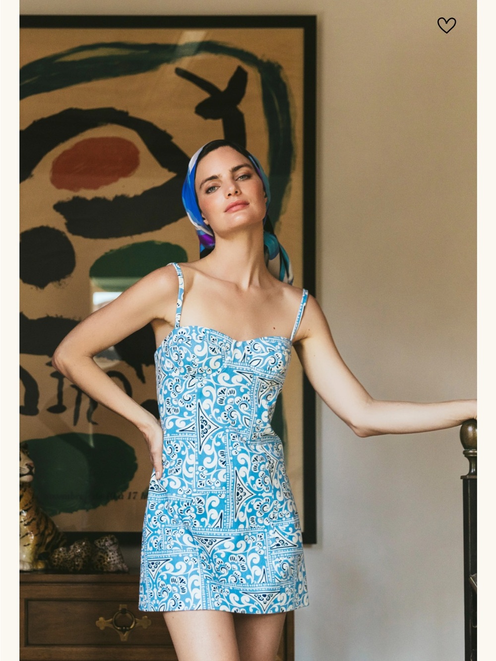 Cara Cara Claudine Mini Dress Color: Heart Tile Cornflower